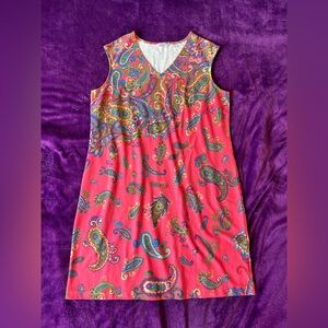Isaac Mizrahi Coral Paisley V-Neck Sleeveless Mini Dress